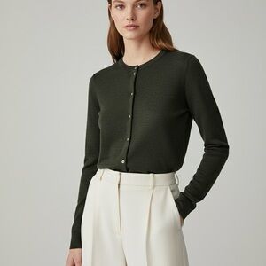 J. Crew Mercantile Dark Green Merino Wool Blend Cardigan - Size L